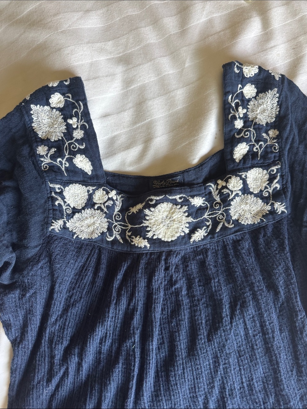 For @barbara3ktpb Lucky Brand Embroidered Navy - Picture 5 of 11
